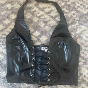 Princess Polly Leather Halter Top
